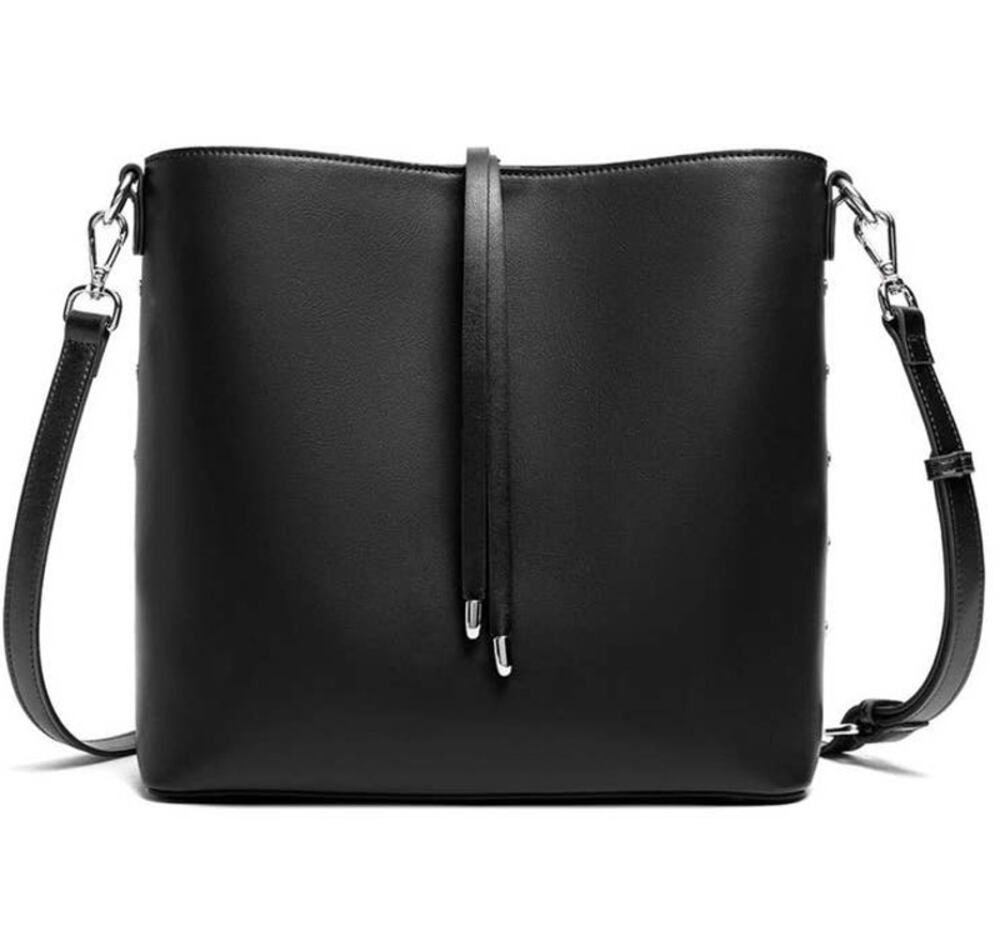 Westbronco Women's Hobo Crossbody Bag Vegan Leather Bucket Tote Black